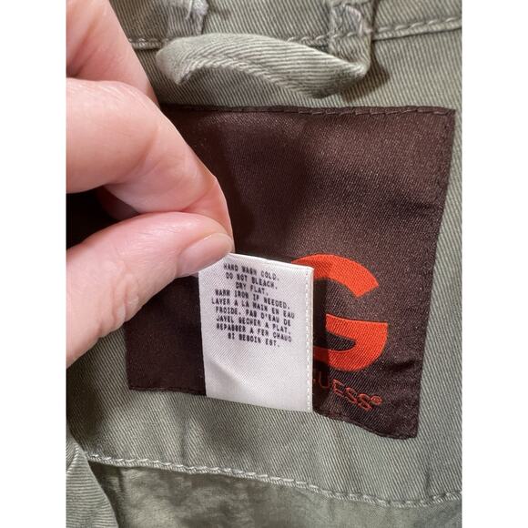 G By Guess Womens Distressed Military Jacket Size M Green 90S Grunge Androgynous - Picture 4 of 10